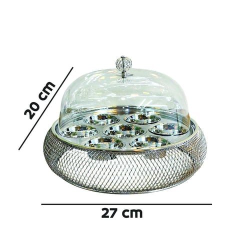 صحن مكسرات ستيل بغطاء اكريلك
