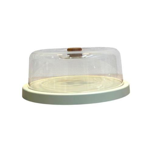 صحن كيك بغطاء ابيض مدور 30 سم