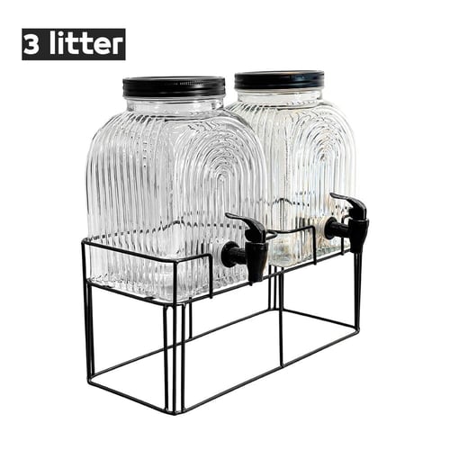 جيك عصير زجاج مزدزج بحنفية وستاند