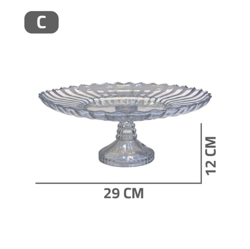 صحن زجاج شفاف بقاعدة