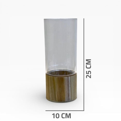 فازة بلاستيك بقاعدة خشب