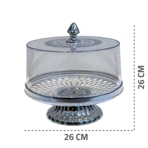 ستاند حافظة بلاستيك للكيك بغطاء