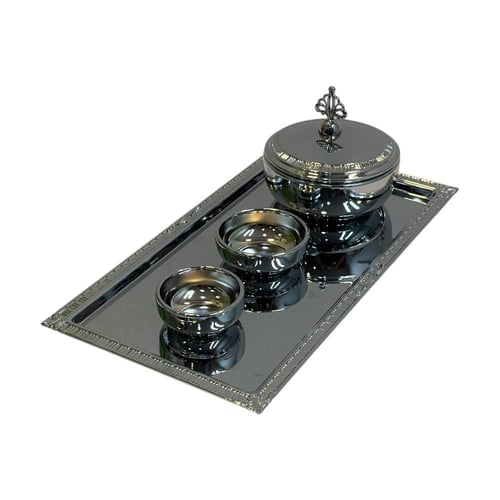 طقم تمرية مع صينية ستيل