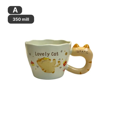 كوب سيراميك ابيض واصفر