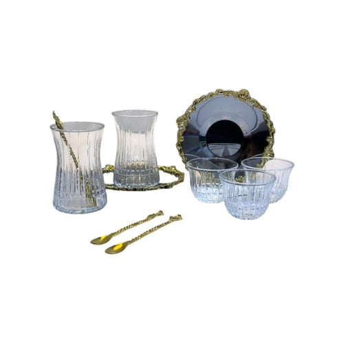 طقم ضيافة زجاج خطوط