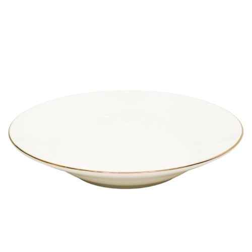 صحن سيراميك أبيض مذهّب الأطراف