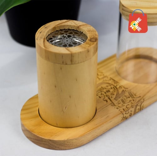 طقم مبخرة خشب لون بيج