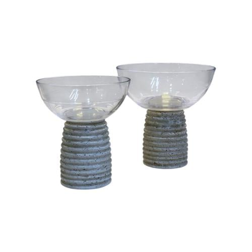 وعاء زجاجي للضيافة بستاند سيراميك بولي