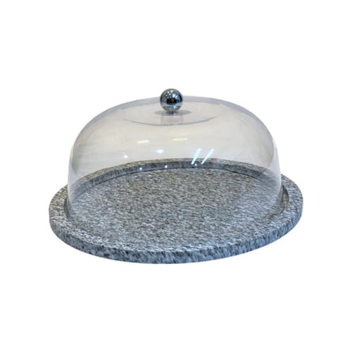 صحن كيك خشب دائري بغطاء