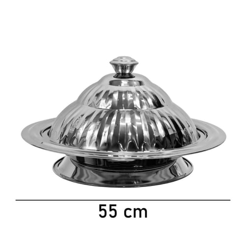 صحن أرز ستانلس ستيل بقاعدة وغطاء