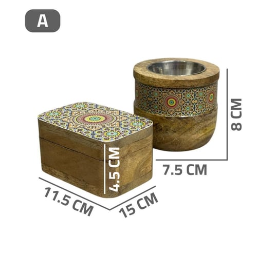 طقم مبخرة خشب مع صندوق