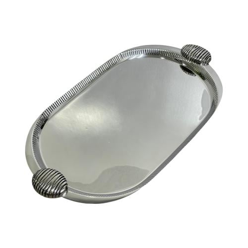 طوفرية ستانلس ستيل بيضاوية بمقابض منحوتة يدويا