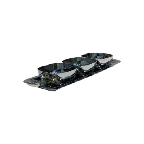 طقم ضيافة ثلاثي ستيل مع طوفرية