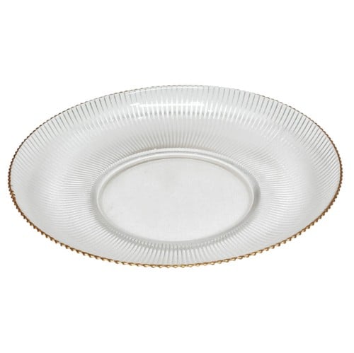 صحن زجاجي شفاف مذهّب