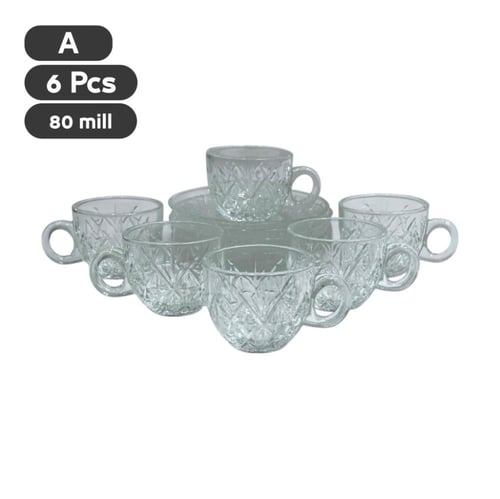 طقم فناجين قهوة تركي زجاج شفاف