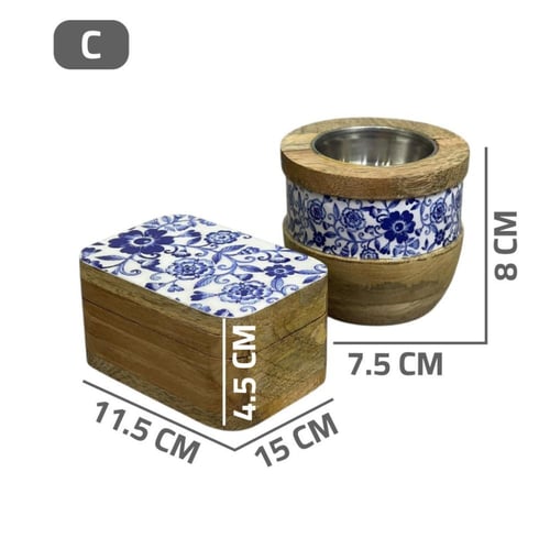 طقم مبخرة خشب مع صندوق