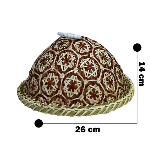 سلة خوص مع غطاء دائري ومسكة