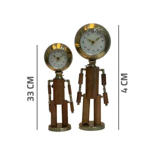 ساعه شكل روبوت خشبي