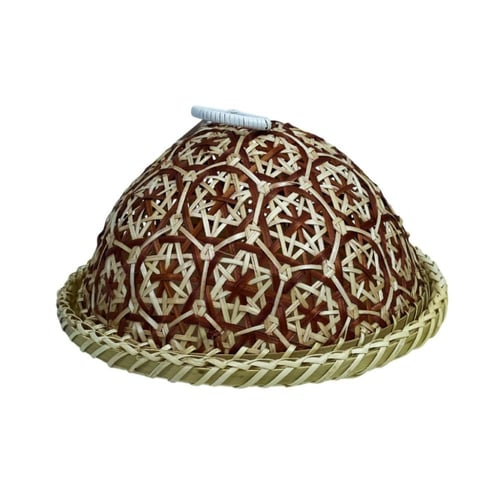 سلة خوص مع غطاء دائري ومسكة