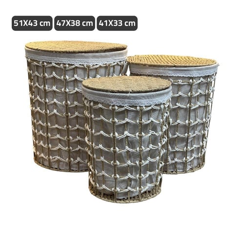 سلة غسيل دائرية بغطاء