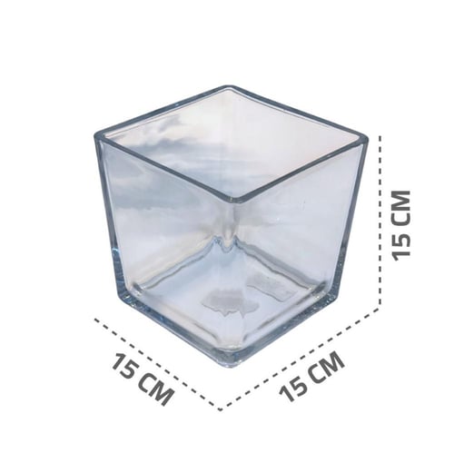 فازة ديكور زجاج مربع