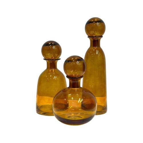 فازة زجاج عسلي شفاف