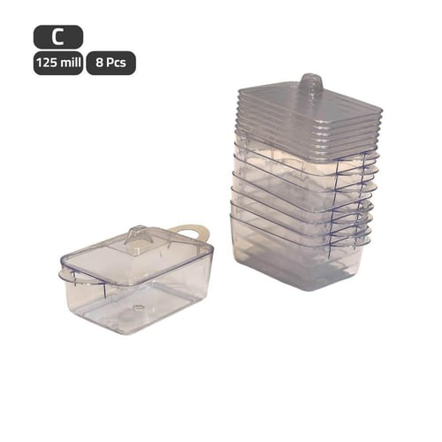 وعاء حلا بلاستيك شفاف بغطاء