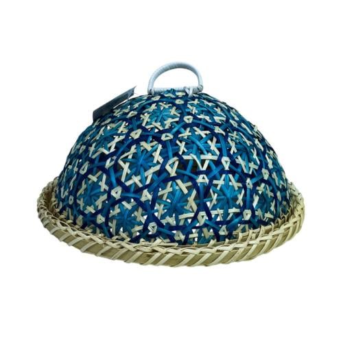 سلة خوص مع غطاء دائري ومسكة