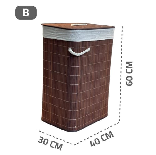 سلة غسيل بغطاء خشب