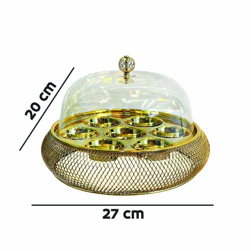 صحن مكسرات ستيل بغطاء اكريلك