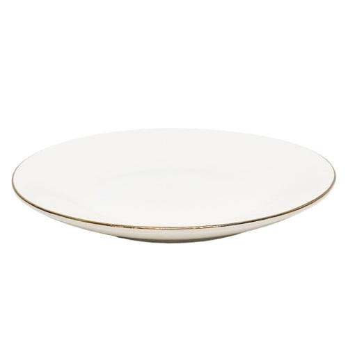 صحن سيراميك أبيض مذهّب الأطراف