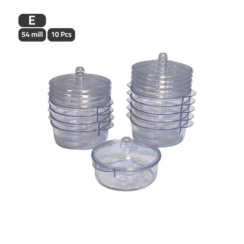 وعاء حلا بلاستيك شفاف بغطاء