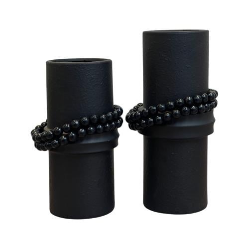 مزهريات مودرن سيراميك أسود مع سبحة