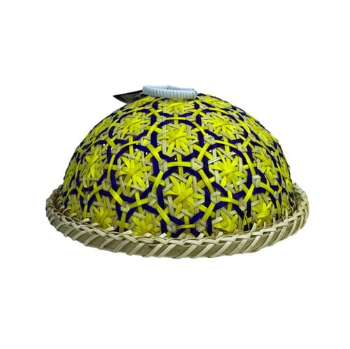 سلة خوص مع غطاء دائري ومسكة