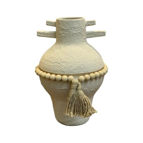 فازة ورد كبيرة سيراميك بيج مع سبحة