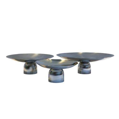 صحن ستيل دائري بقاعدة