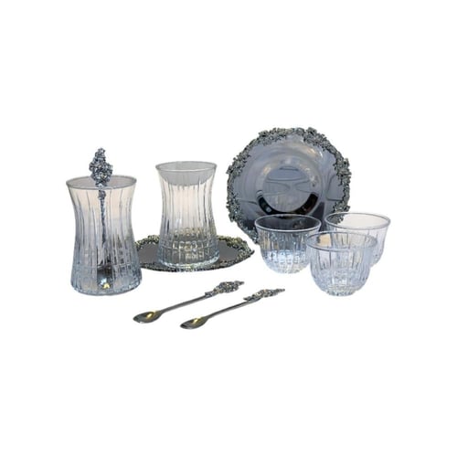 طقم ضيافة زجاج خطوط