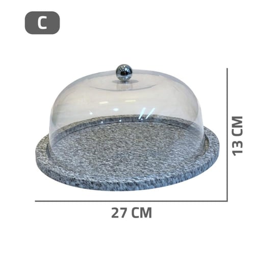 صحن كيك خشب دائري بغطاء