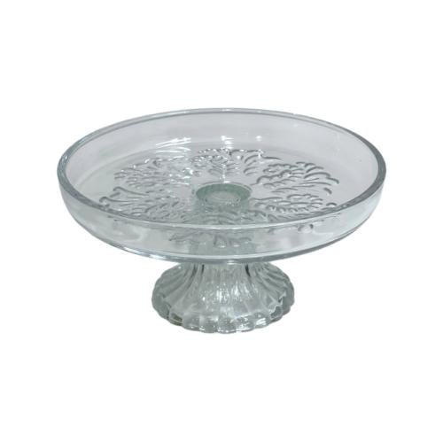 صحن زجاج للتقديم بقاعدة