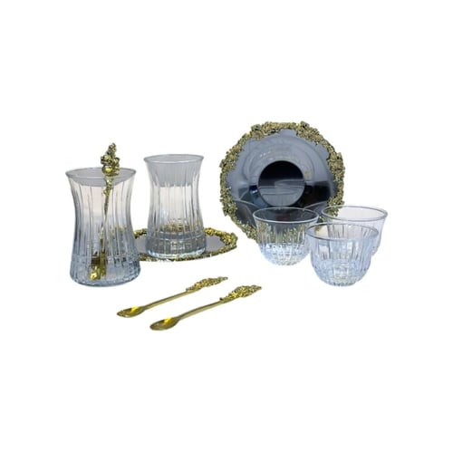 طقم ضيافة زجاج خطوط