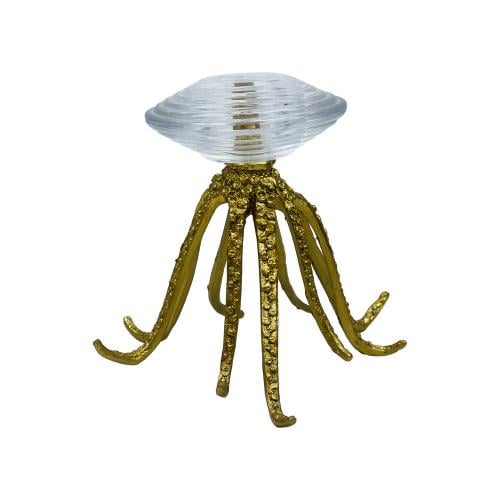 شمعدان زجاج قاعدة معدنية