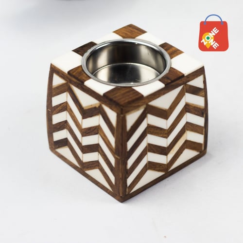 طقم مبخرة خشب مع صدف بني