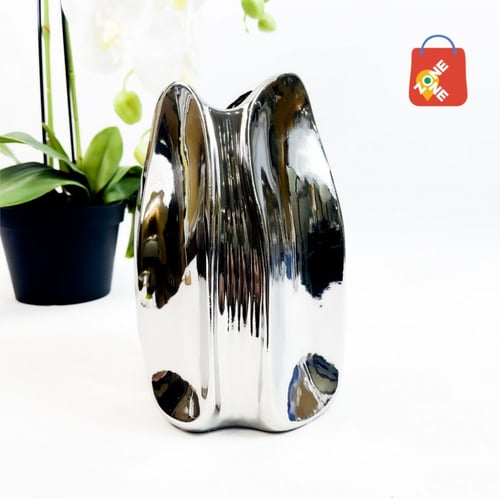 فازة سيراميك لون فضي