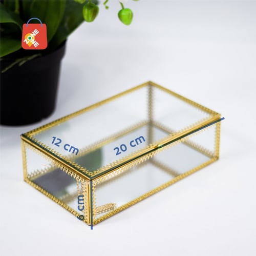 علب زجاج مذهب بغطاء وسلسلة