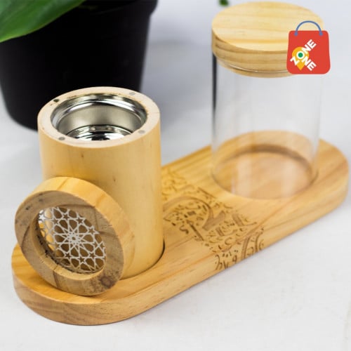 طقم مبخرة خشب لون بيج