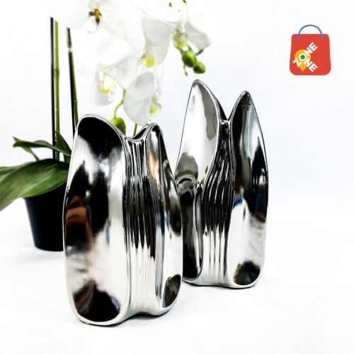 فازة سيراميك لون فضي