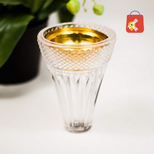 مبخرة زجاج شفاف مع ذهبي