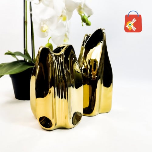 فازة سيراميك لون ذهبي