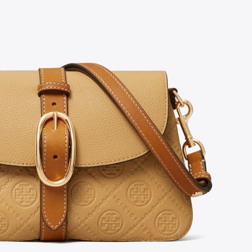 T MONOGRAM PEBBLED SOFT SMALL SHOULDER BAG