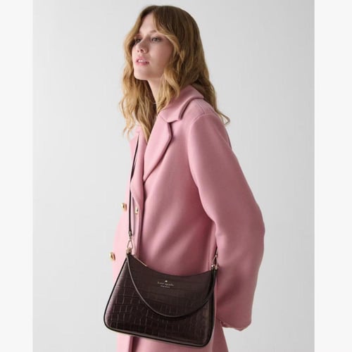 Margot Metallic Croc Embossed Convertible Shoulder...